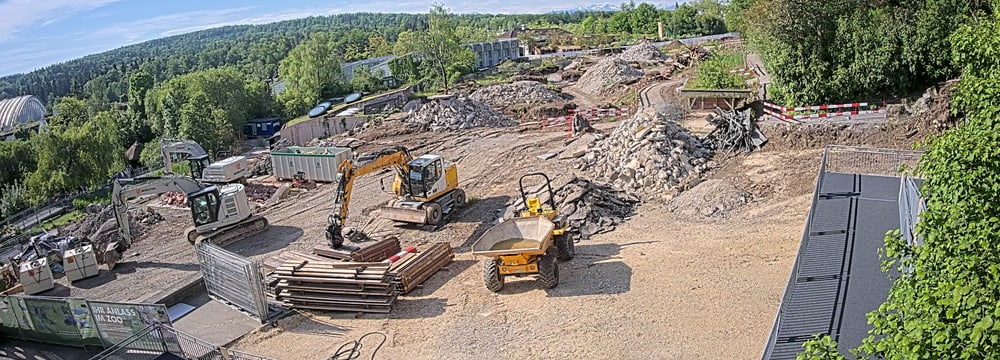 Screenshot der Baustellen-Webcam Pantanal Voliere 2024 im Zoo Zürich.