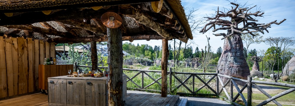 Apéro-Standort Twiga Lookout in der Lewa Savanne des Zoo Zürich.