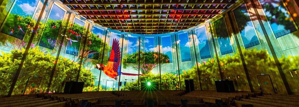 Bild des Pixelzoos in der Kirche auf der Egg in Zürich.