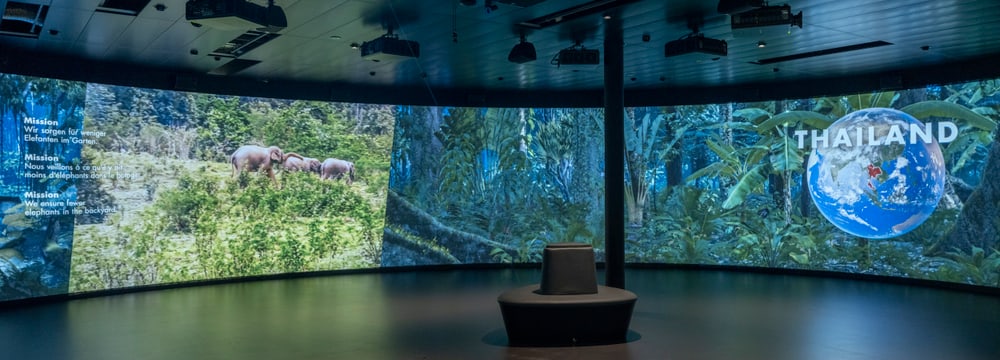 360°-Kino im Naturschutzzentrum des Zoo Zürich.