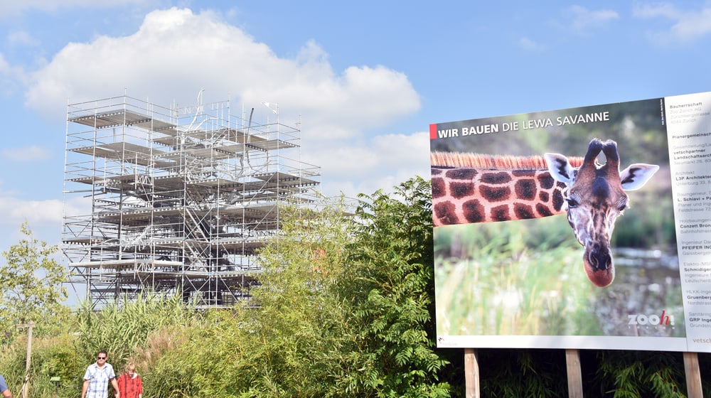 Baustelle Lewa Savanne im Zoo Zürich.