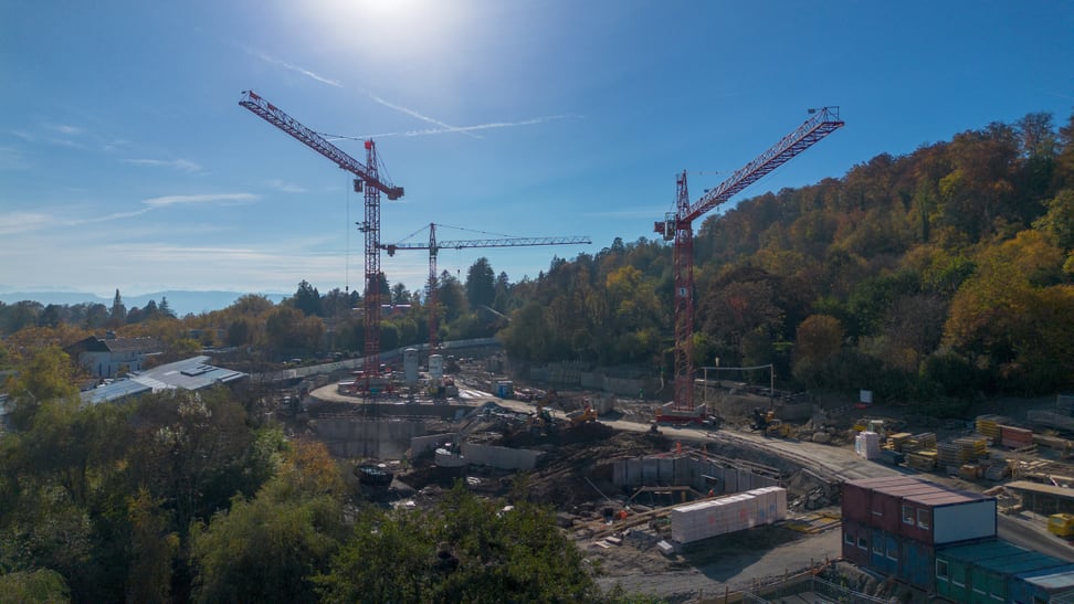 Blick auf die Baustelle für die Pantanal Voliere im Zoo Zürich im Oktober 2024.