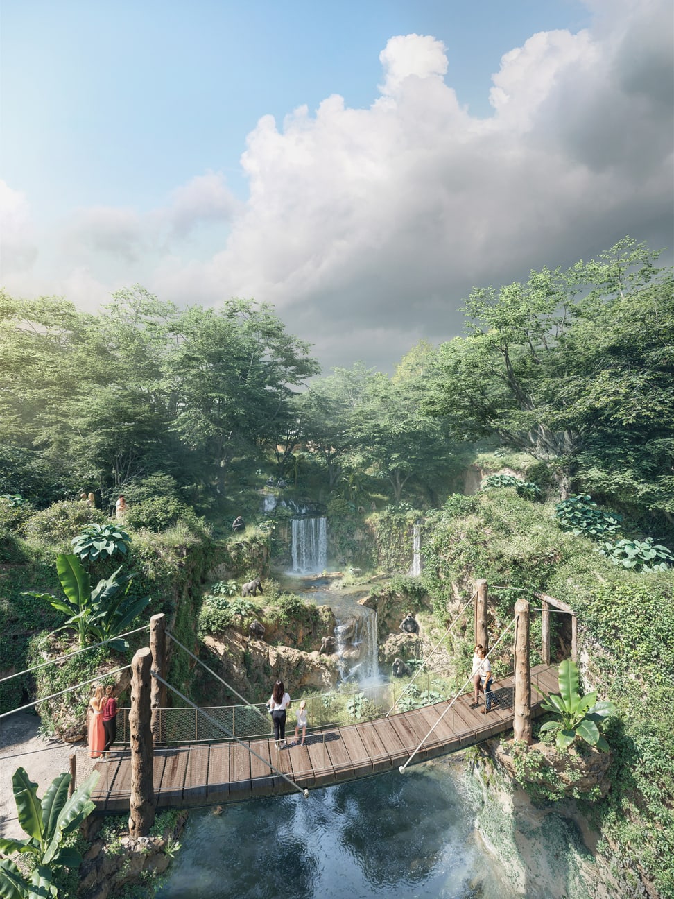 Rendering zum Bauprojekt Ndoki Wald, Stand März 2025.