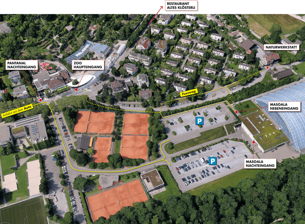 Situationsplan Eingänge Zoo Zürich.