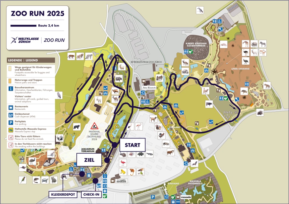 Die Laufstrecke des Weltklasse Zürich Zoo Runs 2025.