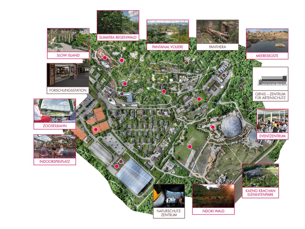 Übersichtsplan mit den Bauprojekten des Entwicklungsplans 2050.