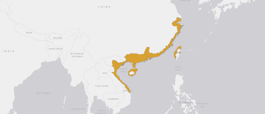 Verbreitungskarte Chinesische Streifenschildkröte