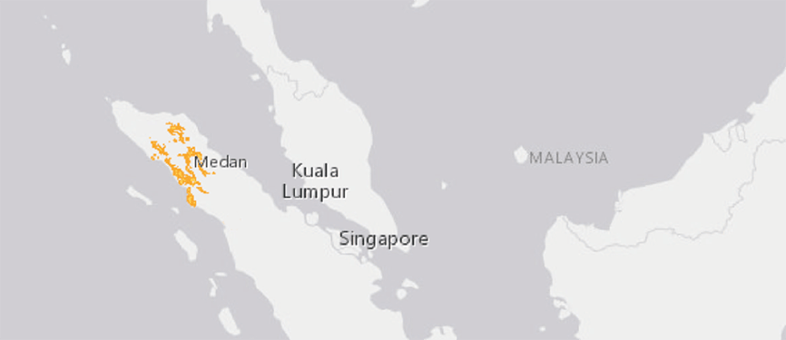 Verbreitungskarte Sumatra-Orang-Utan