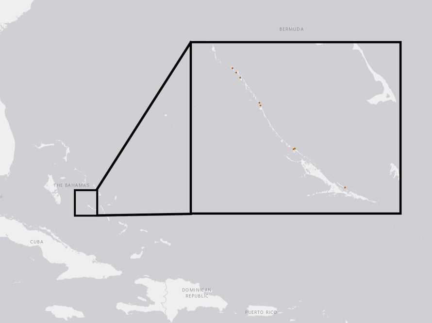 Verbreitungskarte Exuma-Wirtelschwanzleguan